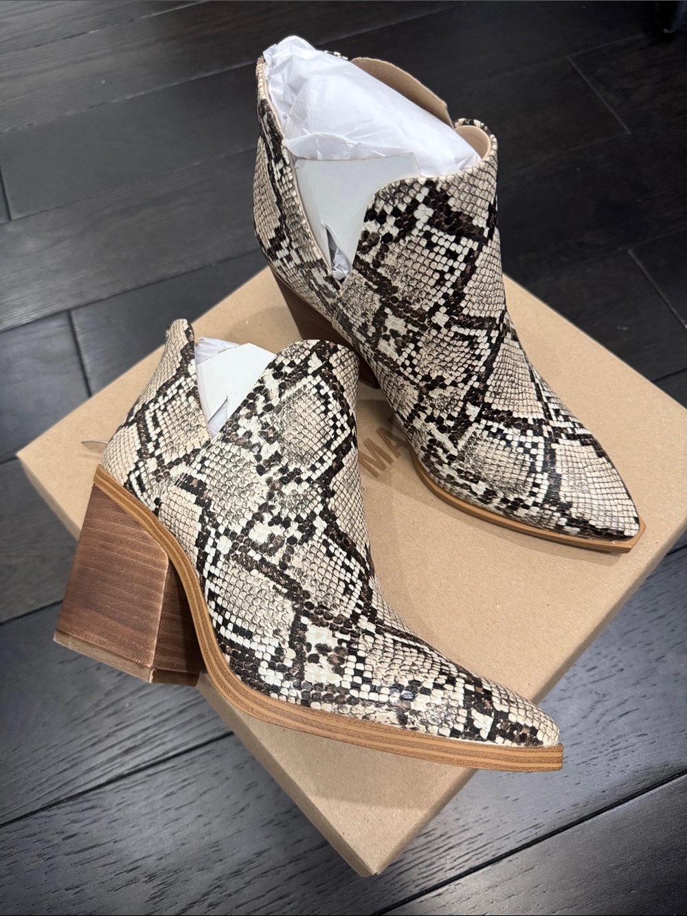 Steve Madden Alyse Snake-Print Cutout Ankle Boot NWT